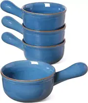 Durable Ceylon Blue Ceramic Soup Bowls - Ergonomic 15 Oz Design for Entertaining