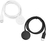 ECSiNG 2Pcs 4-Pin Smartwatch Type-C Charging Cable Magnetic Replacement Charging Dock Compatible with Goo-gle Pixel Watch 2 Compatible with Fitbit Sense 2/Versa 3/Versa 4, 1m, Black White