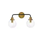 Living District Hanson 2 Light Vanity, Black/Brass/Clear - LD7033W19BRB