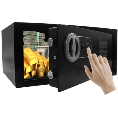 Fingerprint And Key Security Safe Lock Box Steel Digital Deposit for Home Off...