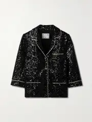 [IN THE MOOD FOR LOVE] IN THE MOOD FOR LOVE - Sofia Sequined Tulle Jacket - Black - medium medium Black