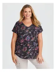 [Taking Shape] Cotton Modal Floral T-shirt Print