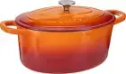 Crock Pot Artisan Oval Enameled Cast Iron Dutch Oven, 7-Quart, Sunset Orange