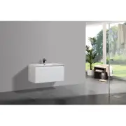 TOOLKISS Wall Hung Bathroom Vanity 1200mm Gloss White – Premium Polymarble Vanity with Basin & Cabinet, Water-Resistant MDF A0 Grade, Blum Soft-Close Mechanism