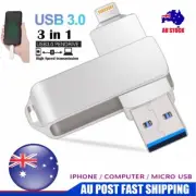 Pen Drive OTG USB 3.0 Flash Drive For iPhone iPad Android 3 in 1 Memory Stick AU