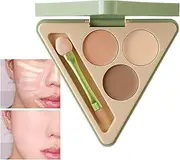 Color Corrector Palette - 3 Colors Cream Concealer with Dual-Ended Brush,Color Corrector, Complexion Correcting Concealer, Built-in