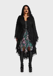[Widow] Plus Mess Of Me Distressed Duster - Black