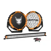 LIGHTFOX 9" Osram LED Driving Lights + 30" Dual Row LED Light Bar + Wiring Kit