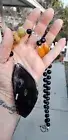 Hespera Designs Black Onyx, Ochre Condor Agate & Swarovski Lariat Necklace