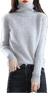 [Hamthuit] Women Turtleneck Long Sleeve Office Pullover Jumper Women's High Neck Knitted Pullover Loose Warm Sweater