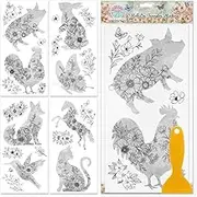 GLOBLELAND 4 Sheets Flowers Rub on Transfers for Furniture Decor 11.8x5.9 inches Animals Silhouettes Waterproof UV DTF Decals Pets Transfer Stickers for Desk Bedroom Living Room