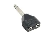 2x 3.5mm Mono Female Sockets to 1x 6.35mm 1/4" Mono Male Plug Adapter Adaptor