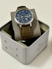 NEW AUTHENTIC FOSSIL AIRLIFT SILVER BLUE OLIVE GREEN LEATHER MEN'S BQ2734 WATCH