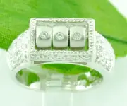 0.77ct 18k Solid White Gold Ladies Natural Diamond Ring slot style Spinning Ring