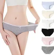 [ZooChest] Womens Underwear Cotton Knickers Multipack,Ladies Full Coverage Briefs Low Waist Soft Breathable Stretchy Seamless Knickers for Women Basic Hipster Bikini Panties for Women (6 Packs)
