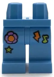 Lego New Minifig Medium Blue Pants Legs w/ Lime Star Music Note Lightning Bolt