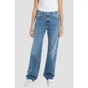 Replay Womens Wide Jeans Leg Fit Laelj Pants Blue