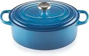[Le Creuset] Signature Cast Iron Oval Casserole, 29 Cm - Marseille Blue