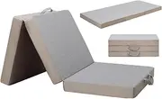 Gwydre Tri-fold Memory Foam Mattress,190 * 90 * 10 Single Mattress Portable Floor Bed with Washable Cover, Collapsible for Travel & Camping & Yoga