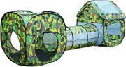 3-in-1 Camouflage Play Tent with Tunnels and Ball Pit for Toddlers - Indoor/Outdoor