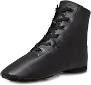 [Jruzn] Women's Jazz Dance Shoes: High Lace Dance Boots - Flat Leather Jazz Shoes for Women Girls Children for Beginners Show Dance Suitable, Black
