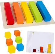 harayaa Math Learning Wooden Blocks, Color Matching Early Education Number Counting Toys, Preschool Learning Cubes