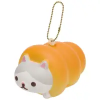 在飛比找momo購物網優惠-【San-X】捲心奶油貓土司麵包系列ＱＱ公仔吊飾。(土司貓)
