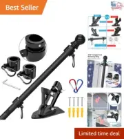 Enhanced Stability Flag Pole Set with Tangle-Free Rings and Adjustable Length