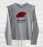 SONIA RYKIEL Paris NWT $80 Girls Biggy Sequin Beret Ruffle Tee Top Size 14Y 14