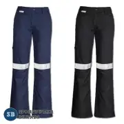 Ladies Cotton Drill Reflective Tape Work Pants Utility Size 8 - 24 Womens ZWL004