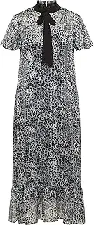 [nascita] Women's Midi Dress with Leopard Print Dress, Gray