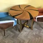 Round Coffee Table - Resin Table Walnut Wood Black Epoxy Round Coffee Table