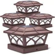 Solar Post Cap Lights Outdoor Glass 2 Color Modes 8 LEDs for 4x4 5x5 6x6 Post...