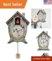 Charming Floral Stone Cuckoo Clock – Peaceful Garden Cottage Design, 14x10