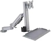 Adjustable Arm Desk Mount Silver Dual Arm Table Style Monitor Stand with A Standard Tray That Can Rotate Monitor Arm Desk Mount