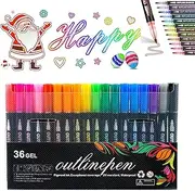 Coloring Lightstick Graffiti Highlighter Pens, Outline Markers, Color Lightstick Graffiti Pens, Doodle Dazzles Shimmer Marker Set, Coloring Lightstick Graffiti Pen (36 PCS)