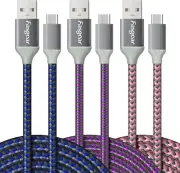 USB C Cables 3m - 3-Pack Fasgear Braided Durable Fast Charging USB 2.0 Type C...