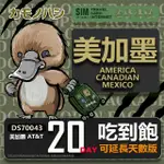 【鴨嘴獸 旅遊網卡】AT&T 美國 加拿大 墨西哥 20天 網路吃到飽(美加墨網卡 網卡 旅遊卡 漫遊卡)