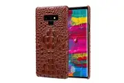 For Samsung Galaxy Note 9 Case Crocodile 3D Genuine Leather Phone Cover Brown