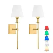 Battery Operated Wall Sconce Set Of 2,Rechargeable Wireless Wall 25 inch Gold