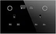 Fahgaer Tuya WiFi Wall Smart Socket Voice Timing Electricity Metering 147Smartsocket Remote Control US and EU Universal-Black