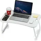 Laptop Bed Desk, Foldable Lap Table, Portable Study Table, Laptop Stand with Cup