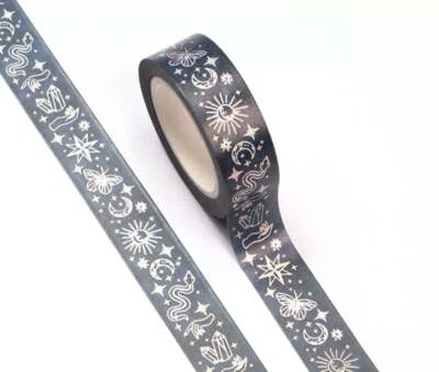 Midnight Blue Tarot Elements Silver Foil Washi Tape