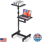 Facilife 2 Shelves Projector Stand Tripod, Mobile Laptop Cart on Wheels Proje