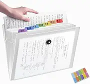 12 Pockets Expanding File Organiser, A4 Paperwork Organiser Accordion Document Organizer Expanding File Folders for Paperwork with Buttons Closure, Waterproof Document File Folders