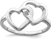 [JewelryWeb] 925 Sterling Silver Solid Polished Diamond Accent Intertwined Love Heart Ring Statement-Ring for Women