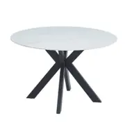 Callian Ceramic Marble Look Round Kitchen Dining Table 120cm - Snow White