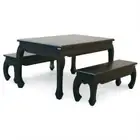 MONTIN MAHOGANY TIMBER DINING SET TABLE/2 BENCHES ORIENTAL OPIUM CHOCOLATE 180CM