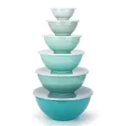 KX-WARE Melamine Mixing Bowls with Lids - 6 Piece Melamine Bowls and 6 Piece ...