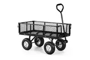 Garden Cart with Mesh Liner Lawn Folding Trolley Black